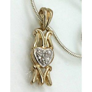 925 STERLING gold vermeil ROSS SIMONS MoM diamond pendant 20" 925 snake chain
